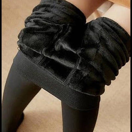 Black winter warm fleece stockings