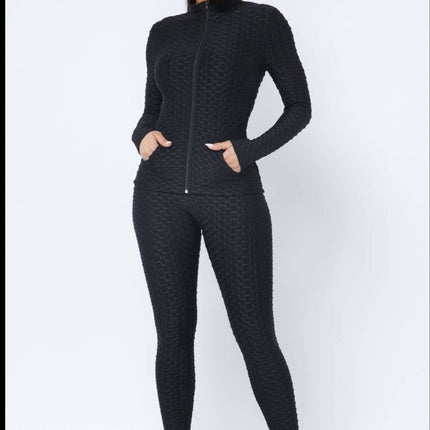 Black Honeycomb jacket and legging set