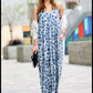 Blue/grey sleeveless maxi dress with side pockets