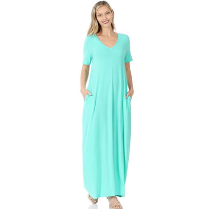 Mint short sleeve maxi dress with pockets