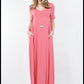 Dessert rose short sleeve maxi dress with pockets