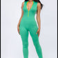 Green Plus size sleeveless mock neckline Jumpsuit