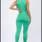 Green Plus size sleeveless mock neckline Jumpsuit