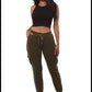 Hunter Green Women's Fleeced Lined Cargo Sweatpants