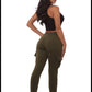 Hunter Green Women's Fleeced Lined Cargo Sweatpants