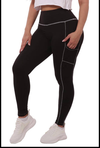 Women's high waist fleeced lined leggings with pockets