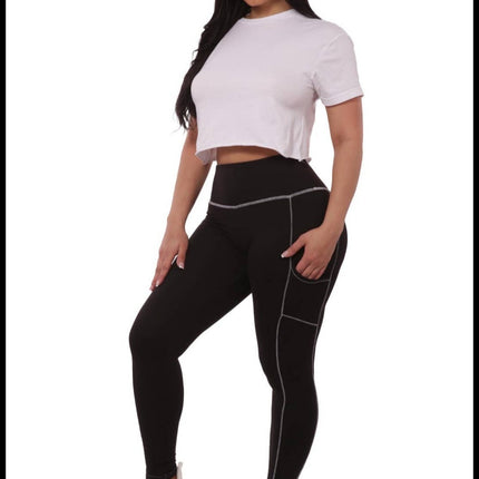 Women's high waist fleeced lined leggings with pockets