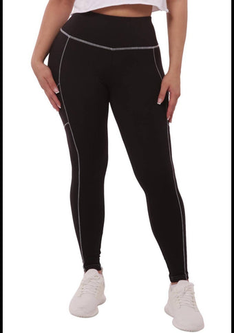 Women's high waist fleeced lined leggings with pockets