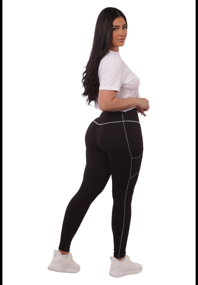 Women's high waist fleeced lined leggings with pockets