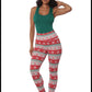 Green/Red Fleeced Lined Holiday Print Leggings