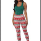 Green/Red Fleeced Lined Holiday Print Leggings