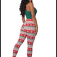 Green/Red Fleeced Lined Holiday Print Leggings