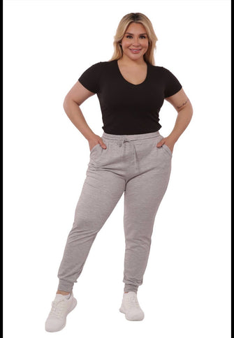 Plus sized soft brushed fleeced lined jogger sweatpants