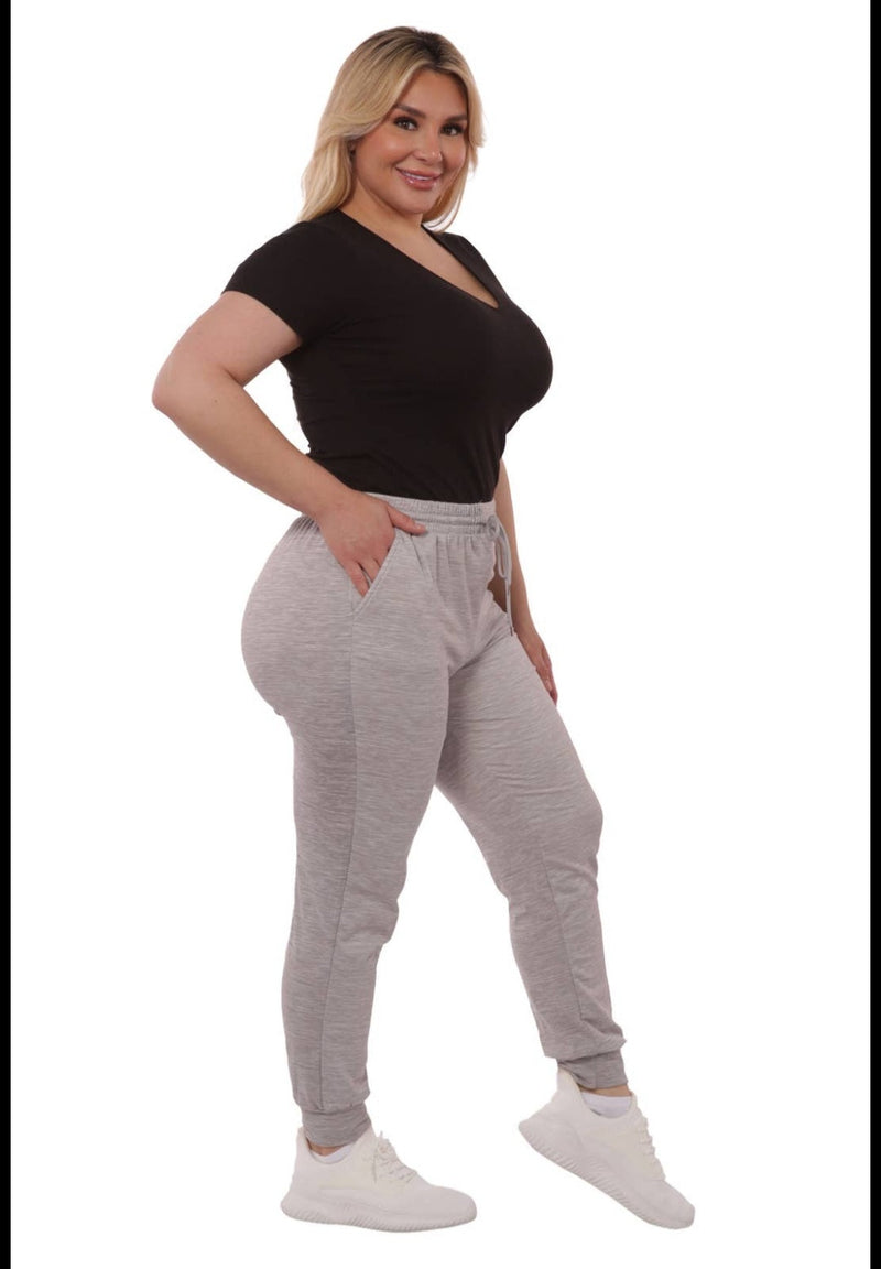 Plus sized soft brushed fleeced lined jogger sweatpants