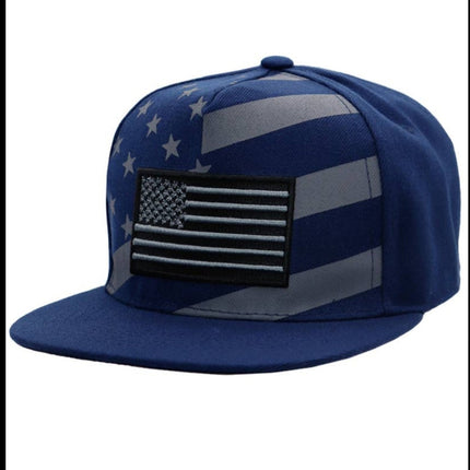 Navy Blue Monotone American Flag Panel Hat