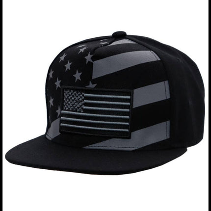 Black Monotone American Flag Panel Hat