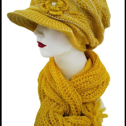 knit beanie and scarf set