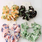 Satin leaf print scrunchie