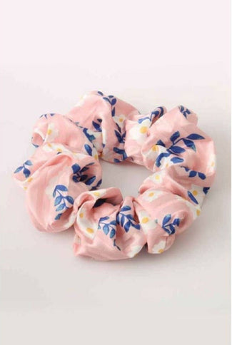 Satin leaf print scrunchie