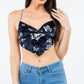 Velvet butterfly print open back crop top