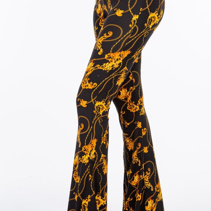 Baroque chain printed flared pants