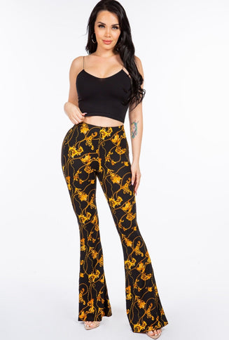 Baroque chain printed flared pants