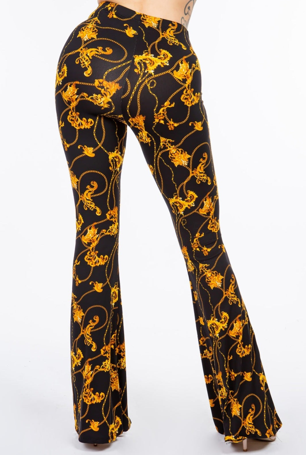 Baroque chain printed flared pants