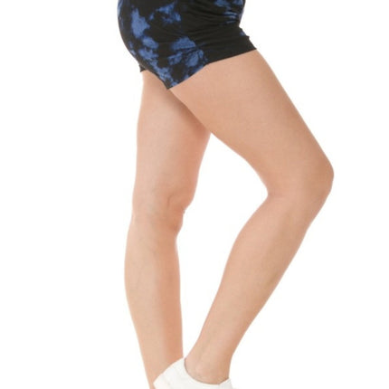 Blue tie die print high rise harem shorts