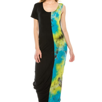 2 tone Maxi dress tie-dye/black