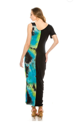 2 tone Maxi dress tie-dye/black