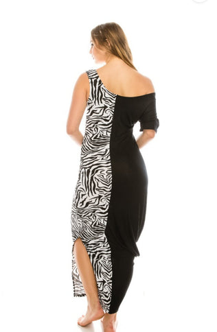 2 tone Maxi dress zebra/black