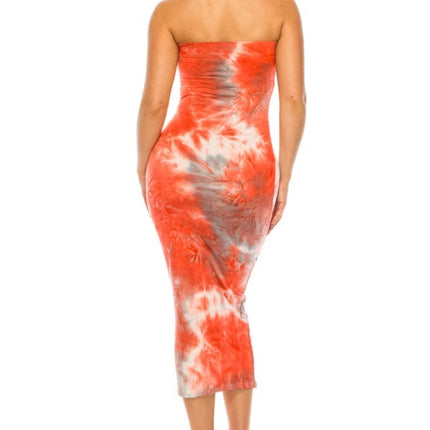 Coral/Grey Tie-dye tube dress