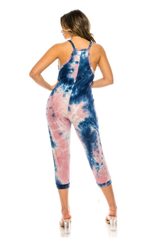 Blue/Pink Tie dye romper