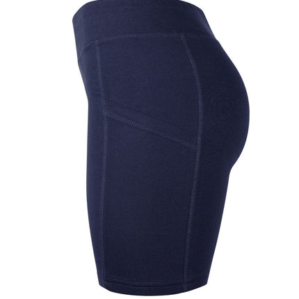 Navy blue ladies cotton leggings shorts with pockets