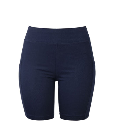 Navy blue ladies cotton leggings shorts with pockets