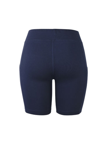 Navy blue ladies cotton leggings shorts with pockets