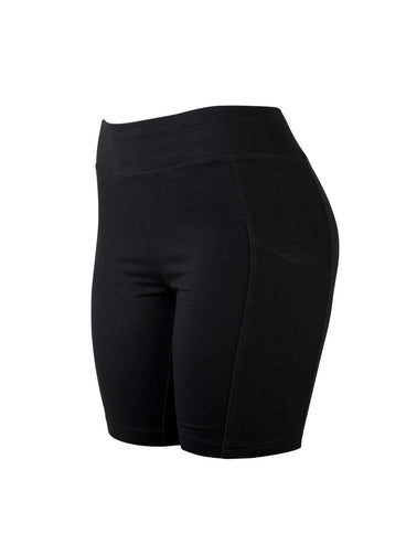 Black Ladies cotton leggings shorts with pockets