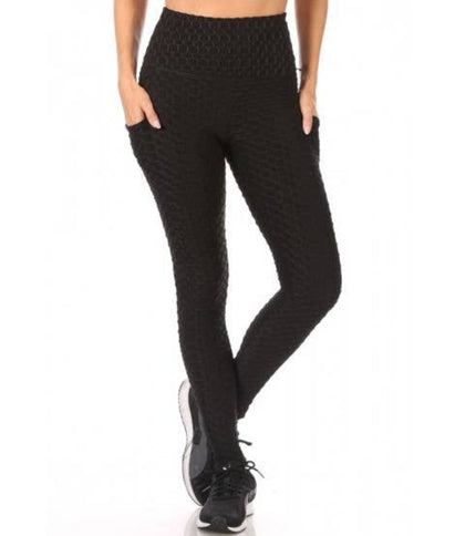 High waist honeycomb textured sport leggings