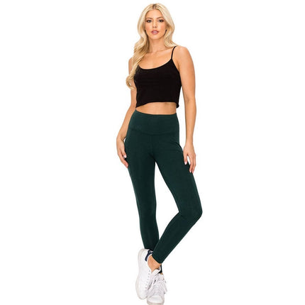 Women's wide waistband leggings pant with pockets Hunter Green