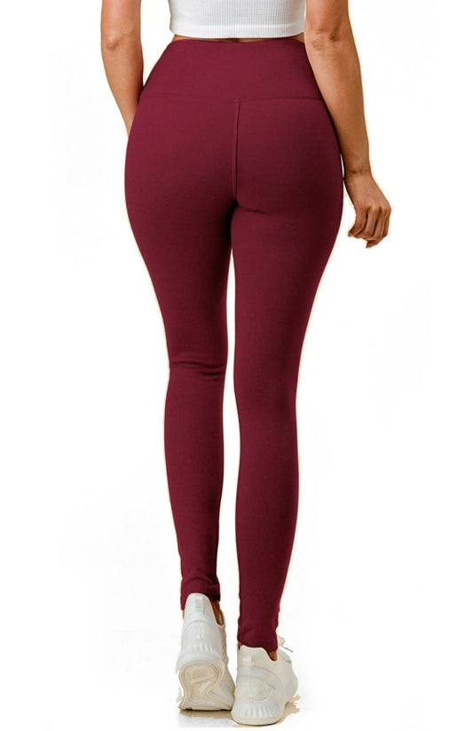 Burgundy fleece lined leggings