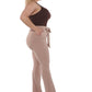 Women's flare pant with seam detail and waist tie