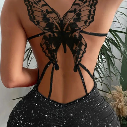 Glitter butterfly bodycon dress