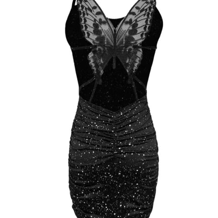 Glitter butterfly bodycon dress