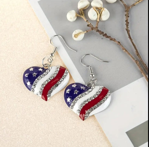 Independence day heart earrings