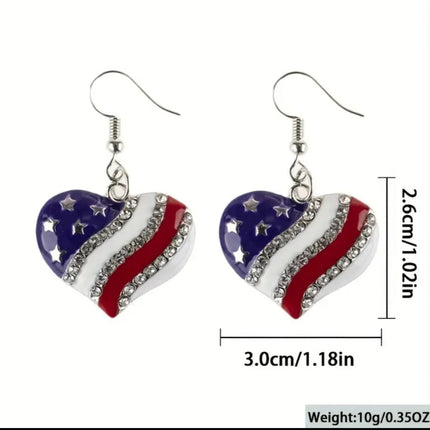 Independence day heart earrings