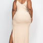 Plus Size Ribbed Side Slit Long Cami Maxi Dress