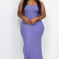 Plus Size Ribbed Side Slit Long Cami Maxi Dress