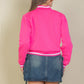 Ezwear Letter Patched Crop Varsity Jacket