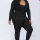 Plus Size Scoop Neck Long Sleeve Bodycon Jumpsuit