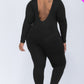 Plus Size Scoop Neck Long Sleeve Bodycon Jumpsuit